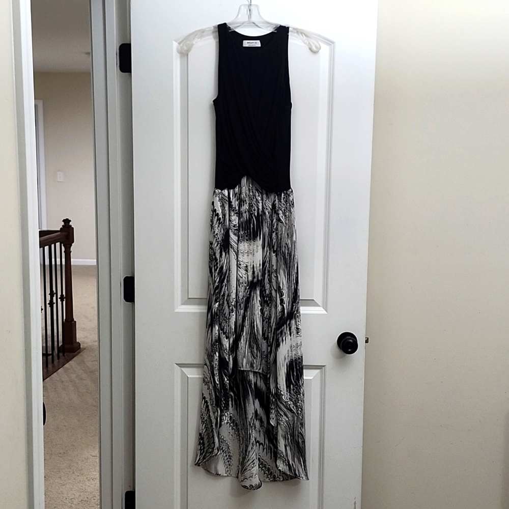 Bailey 44 NWOT XS Grumeti River Maxi Dress High Low Black White Graphic Ruched - Picture 3 of 15